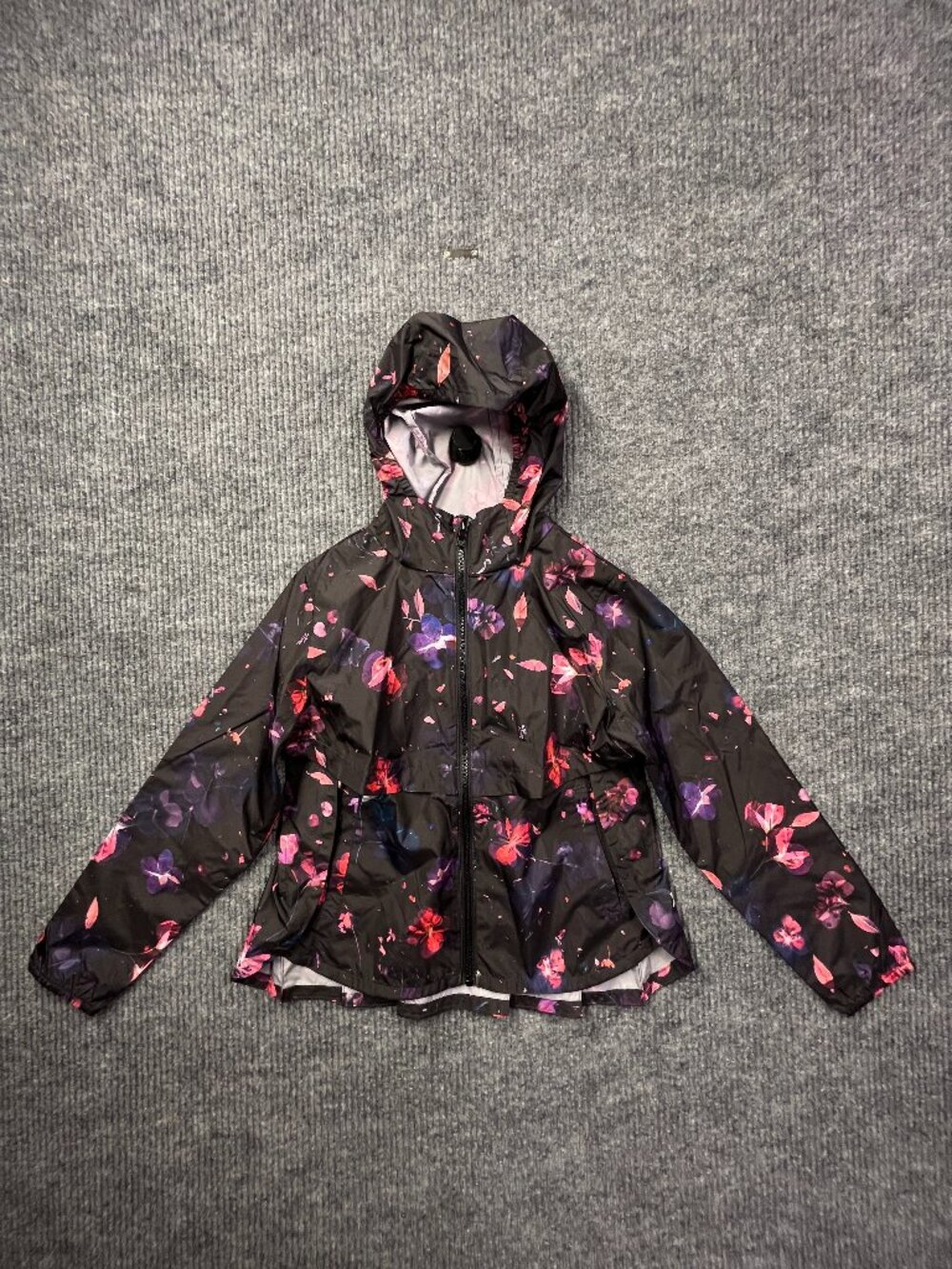 All in Motion Kids Windbreaker Jacket Floral Print Water Resistant medium (7-8)